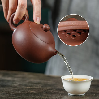 红青百年宜兴紫砂壶纯手工小茶壶泡茶壶 原矿紫泥西施壶200ml紫砂壶