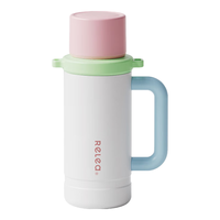 物生物保温壶大容量316L不锈钢暖水壶热水瓶户外旅行壶便携车载杯子 趣野粉-1650ml【一杯双盖】