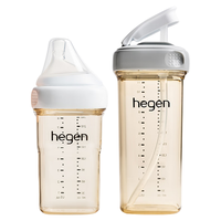 HEGEN奶瓶新生儿宽口多功能易清洗耐摔PPSU奶瓶大宝宝奶瓶 240ml奶瓶+330ml吸管杯（灰色）