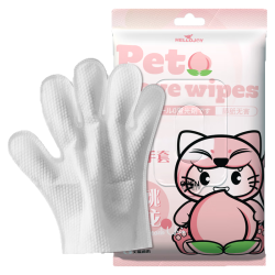 HELLOJOY 宠物免洗手套幼猫去味洗澡猫咪全身清洁干洗湿巾8片装 白桃香型
