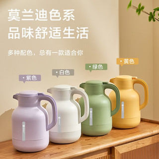 慕馨（moosen） 保温壶家用大容量高颜值暖水壶玻璃内胆按压式开水壶开水瓶暖瓶 白色【保温银胆保温更持久】 1.5L