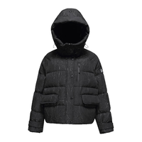 雪中飞短款羽绒服印花休闲时尚冬季连帽2025保暖90绒外套黑色S
