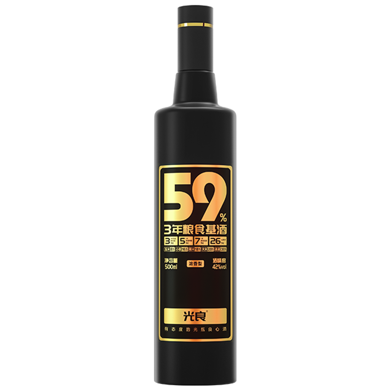  光良 纯粮食 白酒  光瓶装 浓香型 42%vol 500mL
