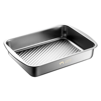 炊大皇304不锈钢龙虾盘 家用长形托盘餐盘烤鱼盘小吃盘加厚29.5*22*5cm 304不锈钢餐盘29*22*5