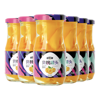 HUANLEJIA 欢乐家 黄桃罐头252gX6罐 玻璃瓶装 新鲜糖水黄桃罐头整箱