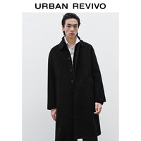 UR2025冬季男装气质高智感翻领纽扣大衣外套UMM150031 正黑 XS