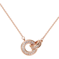 阿吉豆 玫瑰金罗马圆环项链简约时尚闺蜜 经典罗马双环