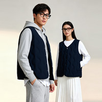 Artsdon/阿仕顿2025年秋冬男女宽松休闲高端百搭羊毛马甲坎肩 藏青 3XL