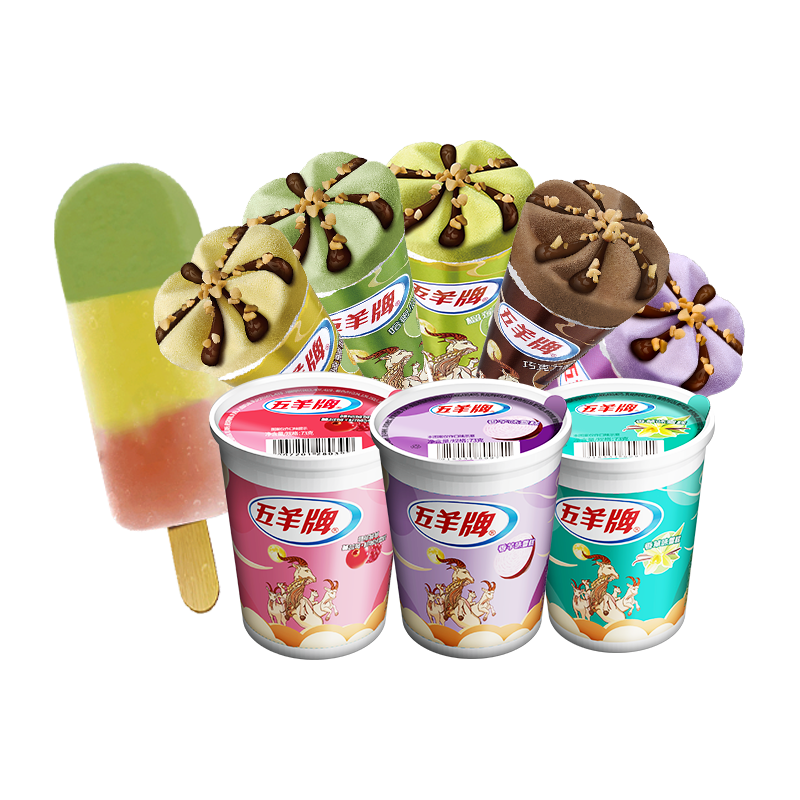 五羊牌混合口味脆皮甜筒雪糕组合装 冰淇淋冷饮冰激凌73g*15支
