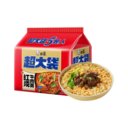 白象 方便面  超大袋红烧牛肉面143g*5包 大面饼 泡面袋装 五连包