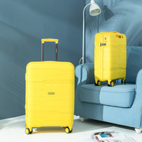 美国洛克兰超轻耐用结实环保行李拉杆箱女旅行男24寸登机密码 pp新材质柠檬黄 28寸