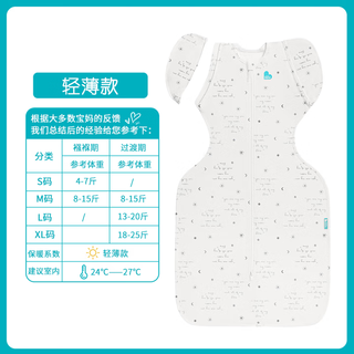 LOVE TO DREAM婴儿防惊跳睡袋 可拆袖春夏季轻薄棉款睡袋 白色英文M码