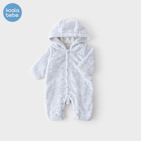 考拉鼻鼻婴儿连体衣秋冬款宝宝衣服加厚保暖冬装加绒家居服绒绒熊 雾蓝 66cm