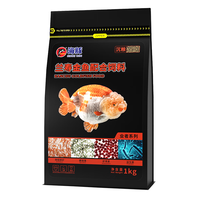海豚（PORPOISE）兰寿饲料鎏金泰狮金鱼通用鱼食 1kg小颗粒下沉型 观赏鱼增色鱼粮