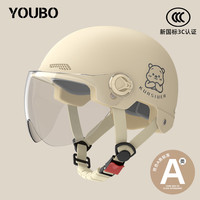 移动端：友柏 新国标3C认证电动摩托车头盔男女电瓶车防晒镜片夏四季通用帽