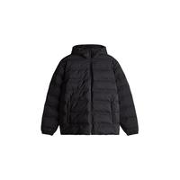 H&M男装棉服冬季标立领拉链连帽绗缝梭织防风疏水长袖棉服1225634 黑色 XL 180/116