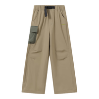 英氏(YEEHOO)儿童裤子男童工装裤秋季阔腿裤防水透气梭织裤户外运动中大童装新 乐趣户外-浅卡其 175