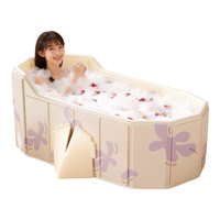 格威奈浴缸家用泡澡桶大人折叠浴桶洗澡桶婴儿游泳桶超大保温折叠桶保温 1.2米【茉茉紫云】基础套餐