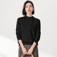 Sanpowa 100%绵羊毛柔暖舒适毛衣上衣打底衫针织衫25年冬女式羊毛衫