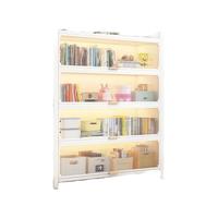 境达钢制书架带门儿童书柜防尘储物柜落地家用客厅展示柜铁艺置物架子 四门五层 90*35*144CM 象牙白