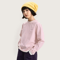 棉叔叔 女童秋季新款条纹T恤撞色拼接舒适休闲假两件长袖T恤新男童 浆果紫条纹 165 165