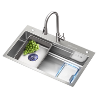 万和厨房水槽大单槽洗菜盆0涂层304不锈钢压纹集渣多功能洗碗池台下盆