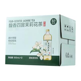 盒马 馥香四窨茉莉花茶饮料 无糖 瓶 900ml*12瓶