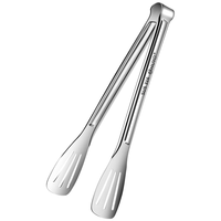 HUYO食品夹316不锈钢牛排烧烤夹厨房煎肉夹菜夹子加长面包馒头烘焙夹 全316抗菌钢【24cm】2个装