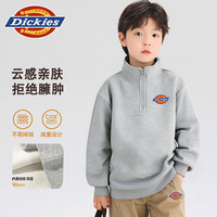 DickiesDickies童装男童卫衣秋冬款儿童半开襟运动上衣男孩加绒套头衫潮 灰/DK红标K 150