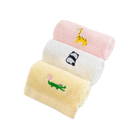 内野日式刺绣儿童巾纯棉卡通洗脸家用毛巾宝宝柔软吸水面巾3条装 （鹿+熊猫+鳄鱼） 3条 48g 25cm*50cm