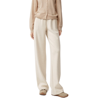 伊芙丽（eifini）蒋欣代言醋酸针织松紧腰百搭休闲裤冬季厚实直筒拖地裤 燕麦色小个子版 M /160/64A/