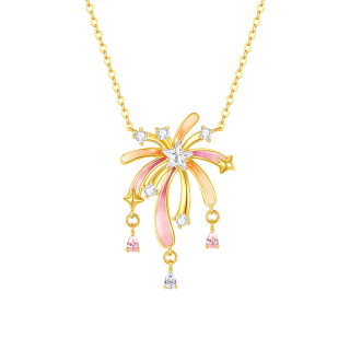 周大生 荧光珐琅 火花项链