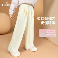 迪士尼（Disney）女童裤子秋冬款2025儿童运动裤中大童休闲长裤加绒卫裤 米色 160