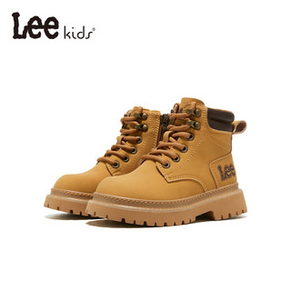 LEE KIDS童鞋冬季儿童马丁靴男大童户外防滑短靴子女童鞋百搭休闲皮靴 卡其 29 【内长18.5cm 适合脚长17.5-18.0cm】