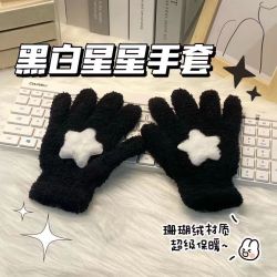 南婕 女士冬季可爱触屏毛绒防寒保暖羊绒手套 1双