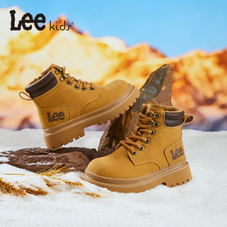 LEE KIDS童鞋冬季儿童马丁靴男大童户外防滑短靴子女童鞋百搭休闲皮靴 卡其 29 【内长18.5cm 适合脚长17.5-18.0cm】