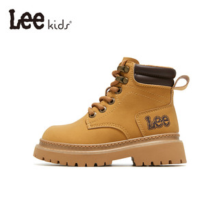 LEE KIDS童鞋冬季儿童马丁靴男大童户外防滑短靴子女童鞋百搭休闲皮靴 卡其 29 【内长18.5cm 适合脚长17.5-18.0cm】