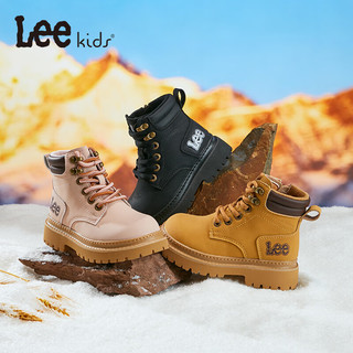 LEE KIDS童鞋冬季儿童马丁靴男大童户外防滑短靴子女童鞋百搭休闲皮靴 卡其 29 【内长18.5cm 适合脚长17.5-18.0cm】