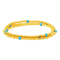 谢瑞麟黄金手链足金珐琅三圈金珠手串手饰圣诞节计价 足金珐琅三圈手串约3.3克