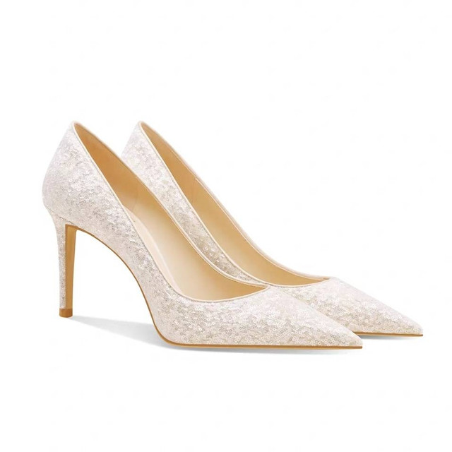 88VIP：rose castle 白色亮片婚鞋 舒适主婚纱新娘单鞋