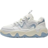 安踏冰淇淋丨板鞋女厚底增高显瘦百搭时尚通勤防泼水防滑运动休闲板鞋 象牙白/沙粒灰-3 36 (女5.5)