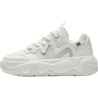 安踏冰淇淋丨板鞋女厚底增高显瘦百搭时尚通勤防泼水防滑运动休闲板鞋 象牙白/银色-4 39 (女8)