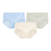 舒雅（Schiesser）女士Becover冰丝3A抑菌网眼透气裸感平角内裤【3条装】E0/22339T 肤色+浅蓝+浅绿 M