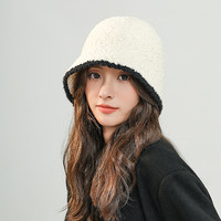 H7 羊羔毛绒渔夫帽子  白色