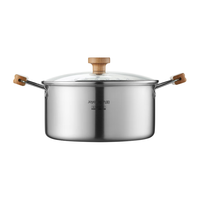 九阳汤锅316L不锈钢加厚家用煮锅奶锅煮粥锅炖锅锅具燃气电磁炉炊 【20cm】原木风汤锅