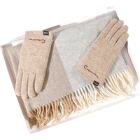 CACUSS 羊毛围巾女冬款披肩女士保暖学生围脖送女朋友妈妈生日礼物灰黄格