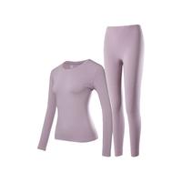 金利来男士保暖内衣男绵羊毛加绒加厚中高领冬季防寒发热秋衣秋裤套装 女-350g中厚102-天堂紫 2XL