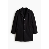 HM男装毛呢大衣2025冬季英伦风时尚单排扣长款外套1294108 165/84