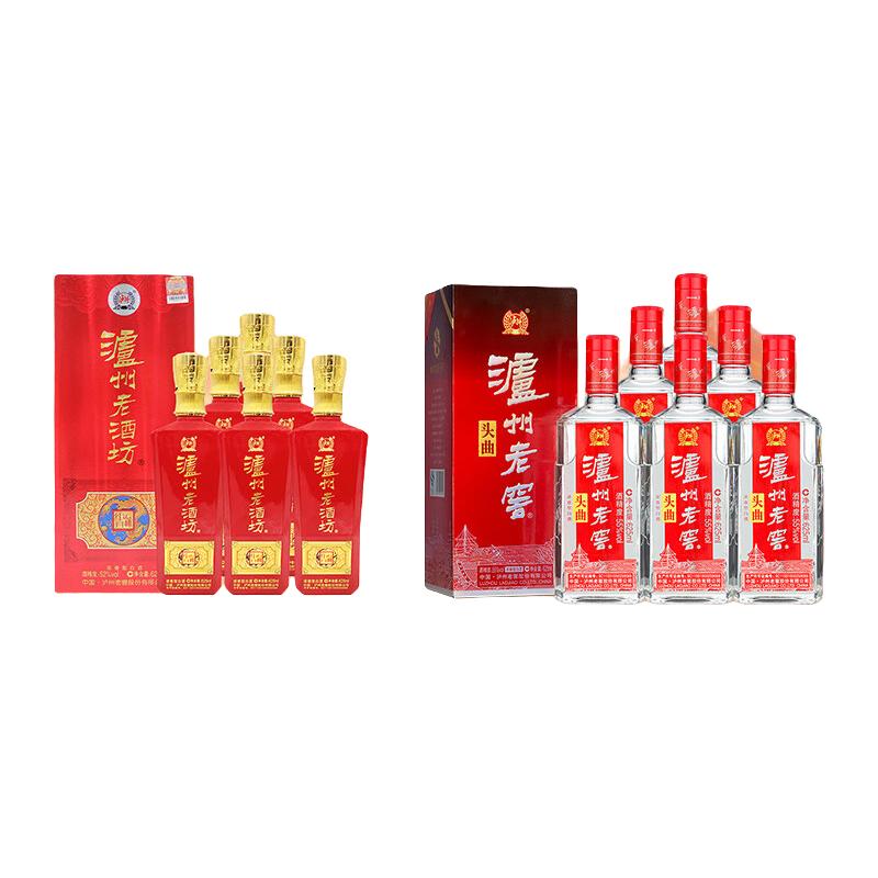  LUZHOULAOJIAO/泸州老窖 婚宴用酒 浓香型白酒  红运开怀+头曲整箱 625mL 52度