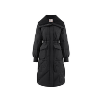 艾莱依羽绒服女仿羊羔毛领拼接长款时尚加厚过膝外套冬 蜜茶棕160 M 【160/84A】